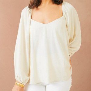 Never Worn Tuckernuck - Size L Linen Pippa Puff Sleeve Blouse